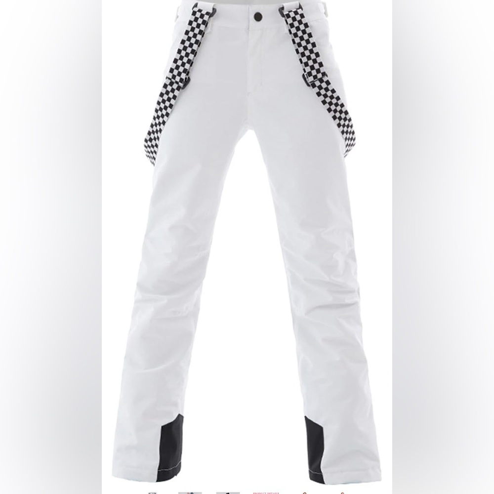 White Pants with Checkered Straps